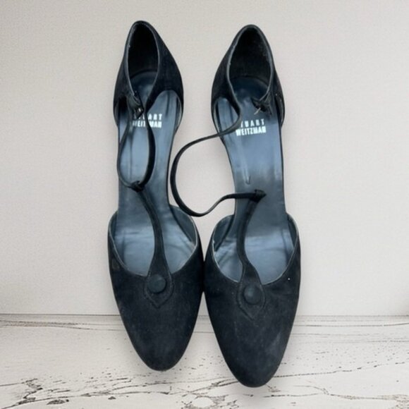 Vintage stuart weitzman Black Tie Satin Heels Shoes Size 8.5/ 39 - Picture 6 of 10